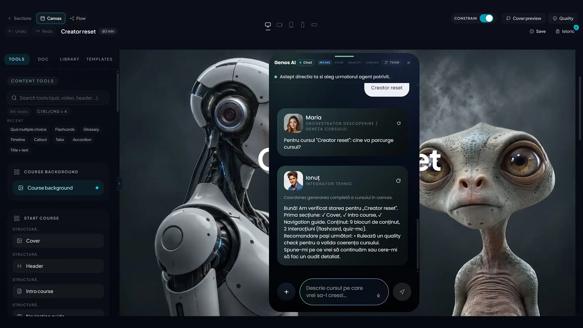 GENOS Forge — Conversație și coordonare între agenți
